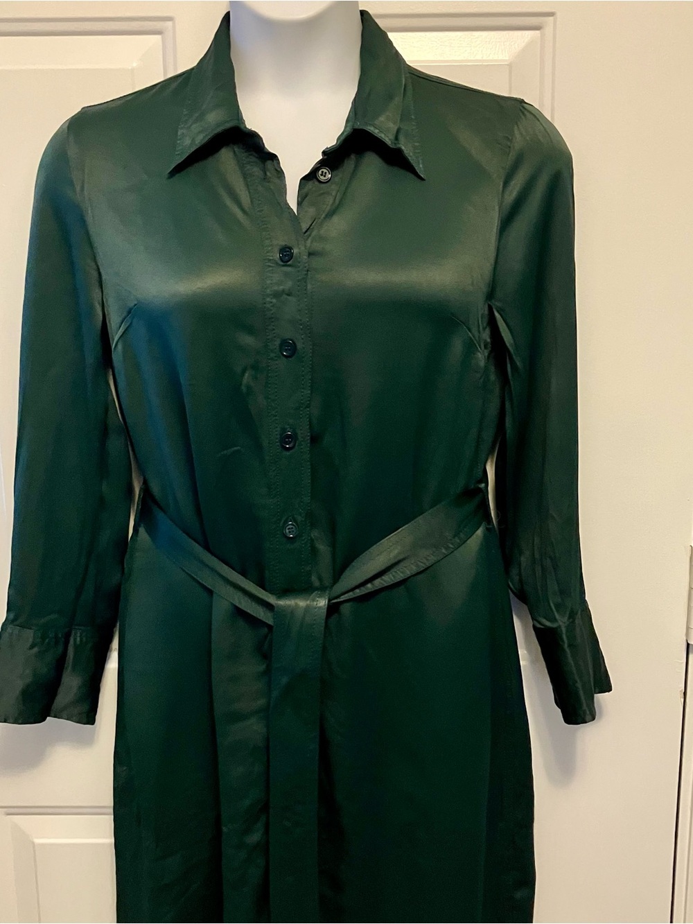 emerald green satin shirt dress Zara | Dresses | Zara Long Sleeve Belted Button Up Womens attr-1062-17724